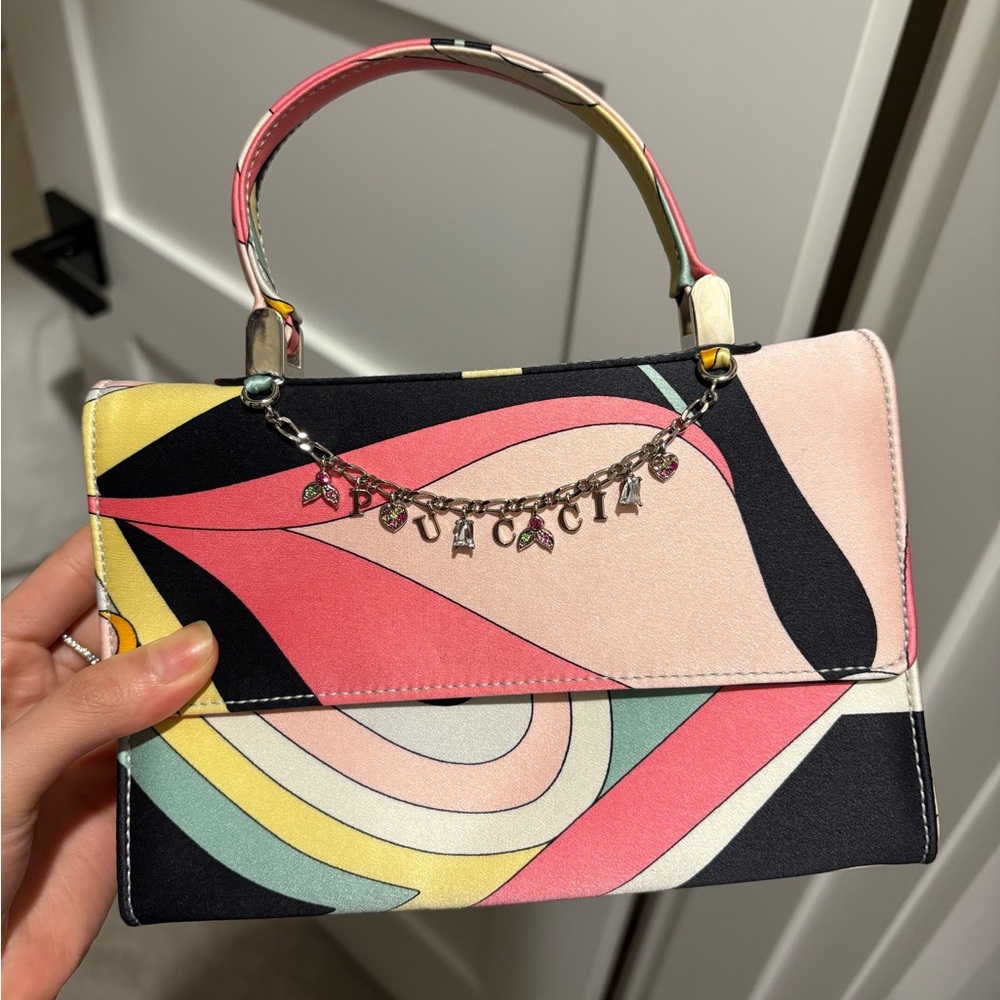 Emilio Pucci Multicolor Clutch with Chain Detail
